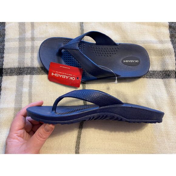 Okabashi Men's Surf Flip Flops NWT Navy Size ML (Men 6-7) - Picture 3 of 9